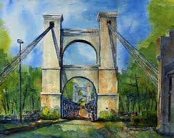 Painting of Waco Suspension Bridge