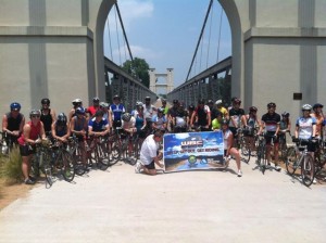 Photo of riders before National Bike Month ride